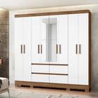 Guarda Roupa Casal 8 Portas com Espelho e 4 gavetas Belem Castanho Wood - Moval