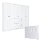 Guarda Roupa Casal Americano Com Cabeceira Luiza 140 Cm Branco - Henn