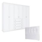 Guarda Roupa Casal Americano com Cabeceira Luiza 140 cm Branco Henn