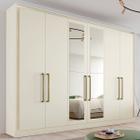 Guarda-Roupa Casal Argos 6 Portas 6 Gavetas Espelhado 100% Mdf Off White - Mademarques