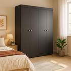Guarda-Roupa Casal Boreal 4 Portas Preto - Mobly