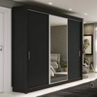 Guarda Roupa Casal com Espelho 3 Portas 4 Gavetas 188,5cm Viena Yescasa Preto