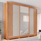 Guarda-roupa Casal com Espelho 3 Portas 4 Gavetas Atenas com Pés 100% MDF
