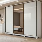 Guarda Roupa Casal com Espelho 3 Portas de Correr 6 Gavetas e Pés 270,5cm Spazio Glass Espresso Móveis