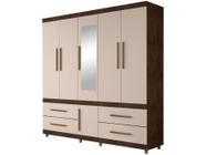 Guarda-roupa Casal com Espelho 6 Portas 4 Gavetas
