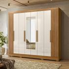 Guarda-roupa Casal Frisado 8 Portas 4 Gavetas com Espelhos e Pés Diplomata