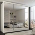 Guarda-Roupa Casal Luiza 3 Portas de Correr 4 Gavetas Espelhado Branco - Panorama Móveis Guarda-Roupa Casal Luiza 3 Portas de Correr 4 Gavetas Espelhado Branco - Panorama Móveis
