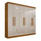 Guarda-Roupa Casal Malibu 6 PT Imbuia e Off White - Rufato