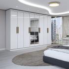 Guarda-Roupa Casal Odisseia 8 Portas 4 Gavetas com Espelho Branco - Panorama Móveis
