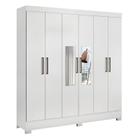 Guarda Roupa Casal Prático 6 Portas Branco com Espelho - Demóbile