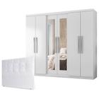 Guarda Roupa Casal Prime 7000 com Cabeceira Luiza 140cm Branco - Araplac