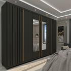 Guarda Roupa Casal Ripado 6 Portas 4 Gavetas com Espelho Absolut New 100 MDF Gelius Móveis
