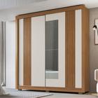 Guarda Roupa Casal Ripado com Espelho 2 Portas de Correr com Pés Tokyo Faimec