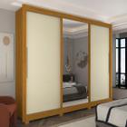 Guarda-Roupa Casal Royale 3 Portas 4 Gavetas 100% Mdf com Espelho Flex Naturale/Off White - Gelius