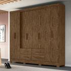 Guarda Roupa Casal San Lorenzo Plus 8 Portas 4 Gavetas Castanho Wood