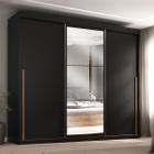 Guarda-Roupa Casal Senna 3 Portas 6 Gavetas com Espelho Preto - Maxel