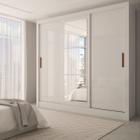 Guarda-Roupa Casal Sophia 3 Portas 3 Gavetas com Espelho Branco - Panorama Móveis Guarda-Roupa Casal Sophia 3 Portas 3 Gavetas com Espelho Branco - Panorama Móveis