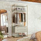 Guarda-Roupa Closet Industrial Olivar com Cabideiro 2 Gavetas 89cm - Off White - Olivar Móveis