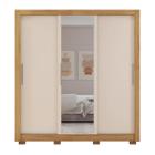 Guarda Roupa com 3 Portas Com Espelho Iguaçu Mel Off White - CasaH