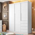 Guarda Roupa com 3 Portas e 4 Gavetas Cleveland Branco - CasaH