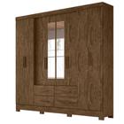 Guarda Roupa Com Espelho Casal 8 Portas 4 Gavetas San Lorenzo Castanho Wood Moval