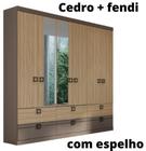 Guarda roupa herval ph 1734 - cor cedro + fendi - com espelho