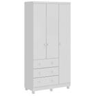 Guarda Roupa Infantil 3 Portas 3 Gavetas Júnior Baby Home Branco Brilho - Peroba