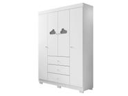 Guarda Roupa Infantil 4 Portas 3 Gavetas Roupeiro Ane Bebê Detalhe Nuvem Branco - Phoenix Baby