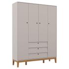 Guarda Roupa Infantil 4 Portas Unique Cinza Eco Wood - Matic