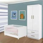 Guarda Roupa Infantil Branco Chiara 2 Portas com Berço 2 em 1 - Phoenix Baby