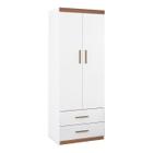 Guarda Roupa Infantil Chiara 2 Portas 2 Gavetas Cor Amadeirado e Branco - Phoenix Baby