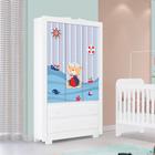 Guarda-Roupa Infantil Happy Urso Marinheiro em MDF com 3 Portas 2 Gavetas e Pés Tuboarte