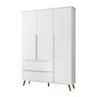 Guarda Roupa Infantil Retrô 3 Portas 2 Gavetas Melinda Branco Mobili - 100% MDF