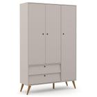 Guarda Roupa Infantil Retro Gold 3 Portas Cinza Eco Wood Matic