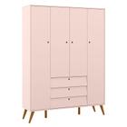 Guarda Roupa Infantil Retro Gold 4 Portas Rose Eco Wood Matic - Matic Moveis