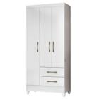 Guarda Roupa Lima Branco 3 Portas 2 Gavetas Moval