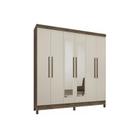 Guarda Roupa Luna 6 Portas 3 gavetas 2,22m Ebano Rustico / Off White - Qmovi