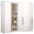 Guarda Roupa Modulado 100% MDF de 1,20m Com 1 Espelho Reflecta e Canto Closet Branco - Evolution - Robel Móveis