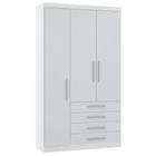 Guarda Roupa Modulado 132cm 3 Portas E 4 Gavetas Alpes Luciane Móveis Branco Pf Com Branco Pf