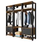 Guarda Roupa Modulado Closet Completo Titan Preto Velluto/Freijó- PR Móveis