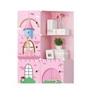Guarda roupa portatil modular infantil princesa castelo rosa estante com portas