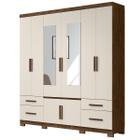 Guarda Roupa Porto Plus 201cm 8 Portas Castanho Wood Off White com espelho Moval