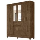 Guarda Roupa Portugal 165cm 8 Portas Castanho Wood com Espelho Moval