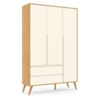 Guarda Roupa Retrô Clean 3 Portas Freijó Off White Eco Wood - Matic