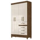 Guarda Roupa Sobral 110cm 4 Portas Castanho Wood Off White Moval