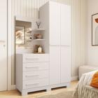 Guarda Roupa Solteiro 110cm 2 Portas e 4 Gavetas com Espelho Flex Color 100% Mdf Melissa