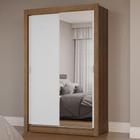 Guarda-Roupa Solteiro 2 Portas de Correr com Espelho Rustic/Branco Milano Madesa
