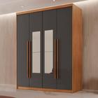 Guarda Roupa Solteiro 4 Portas 2 Gavetas com Espelho MDF Veracruz