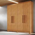 Guarda Roupa Solteiro 4 Portas 2 Gavetas com Pés Rio Bianchi Moveis Nature