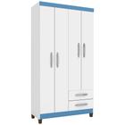 Guarda Roupa Solteiro 4 Portas 2 Gavetas Modena Branco Azul Flex Incorplac